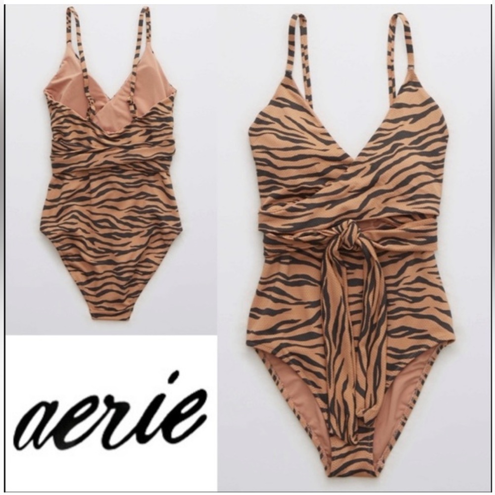 Aerie Leopard Wrap One Piece Swimsuit, SIZE XXL NWOT